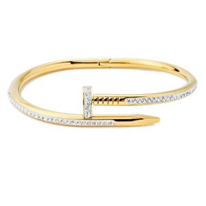 man nagelarmband Klassieke roestvrijstalen open armbanden voor dames modemerk sieraden delicate volledige kristallen armbanden