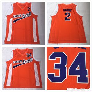 Man NCAA Mens Vintage Mens Moive Oom Drew Harlem Buckets Basketball Jersey Kyrie Irving 2 Big Fella 34 Oranje Stiltched Shirts S-2xl