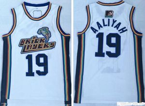 Man NCAA Mens White Basketball Jerseys Aaliyah Nummer 19 Jersey Bricklayers Zesde jaarlijkse Rock N 'Jock B-Ball Jam 1996 MTV Movie Shirts S-2XL