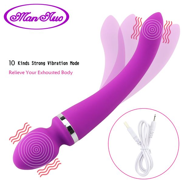 Man Nuo Double Tête Vibrateur Sex Toys Pour Femmes Av Wand Vagin Masseur Clitoris Stimulation G-spot Vibrateur Puissant Produit De Sexe Y19062102