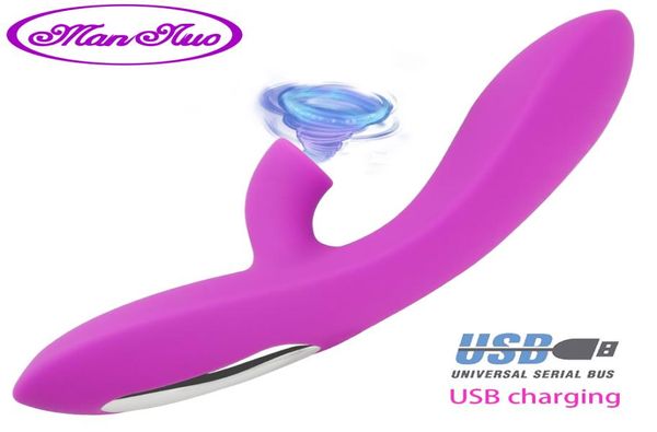 Man nuo G Point Clitoris Vibrateur Sex Toys pour Femmes Clit Sucker Mamelon Sucer Réglable 12 Aspiration 12 Vibration USB Charge Y19169201