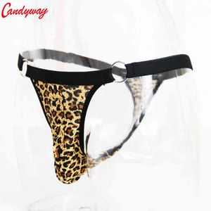 Hombre pantalón leopardo vendaje Diseño de leopardo para hombre amante del papel sexual Calzoncillos lencería sexy mono g-strings pantalón para hombres Juego sexual W220324