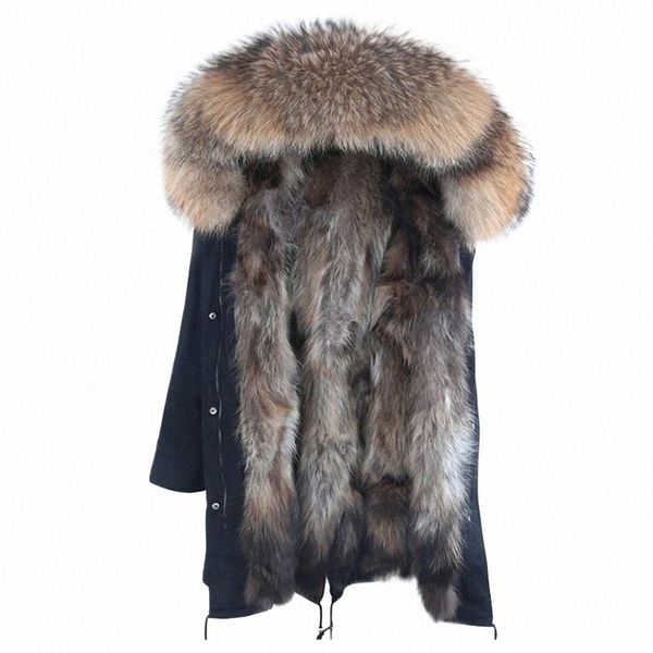 Homme Parka hiver élégant veste Lg Streetwear russe réel manteau de fourrure de renard naturel Racco col de fourrure à capuche épais chaud manteau J9b1 #