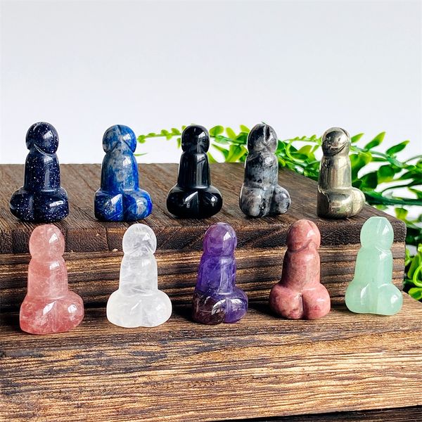 Mini pénis en pierre de cristal naturel pour homme, organes génitaux masculins en forme pour la fabrication de bijoux