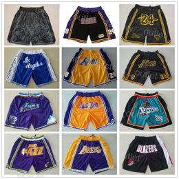 Man Pocket Zipper Donovan Mitchell Basketball zweetbroek Draag Just Don Isiah Thomas Shorts Drawing Zipper Fly Hip Pop Jerry West Pant