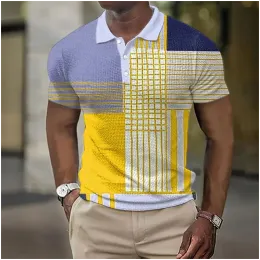 Herren Poloshirt Freizeit Rags Bedruckte Hemden Lässige Kurzarm-Mesh-Bluse Sommerkleidung Übergroße T-Shirts Atmungsaktives Poloshirt
