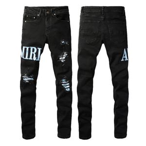 Man paarse jeans gescheurd biker slanke rechte skinny broek ontwerper stapel mode trend merk vintage broek heren maat 28-40 863575945