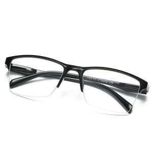 Homme lise verres à demi-cadre Eyewear mâle féminin mâle verres de vue de vue ultra clairs noir avec force +75 à +400