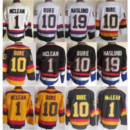 Homme Rétro Hockey 10 Pavel Bure Maillots Vintage Classique 1 Kirk Mclean 19 Markus Naslund All Stitch Team Couleur Noir Blanc Jaune Pour Les Fans De Sport Pur Coton Haut/Haut