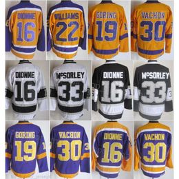 Man Retro Hockey 16 Marcel Dionne Jerseys 30 Rogatien Vachon 33 Marty McSorley 22 Tiger Williams 19 Butch Goring Vintage Klassieke Borduursels Pensioen Voor Sportfans