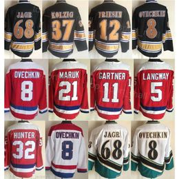 Man Retro Hockey 5 Rod Langway Jerseys Vintage 8 Alex Ovechkin 21 Dennis Maruk 32 Dale Hunter 68 Jaromir Jagr 11 Mike Gartner 12 Jeff Friesen 37 Kolzig CCM Met pensioen gaan