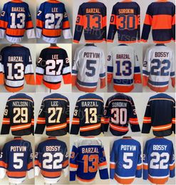 Man Stadium Series Hockey 13 Mathew Barzal Jerseys 27 Anders Lee 29 Brock Nelson 30 Ilya Sorokin 22 Mike Bossy 5 Denis Potvin Omgekeerd Retro Marineblauw Wit Stiksel