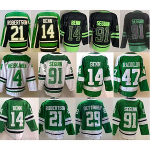 Homme Reverse Retro Hockey 4 Miro Heiskanen Maillots 21 Jason Robertson 14 Jamie Benn 91 Tyler Seguin 29 Jake Oettinger 47 Radulov Noir Vert Blanc Point