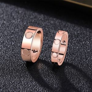 Anillos de hombre para mujer, letra simple, edición estrecha, alianza de boda, dulce doble antojo, aleación pulida, fiesta anticipada, chapado en oro, plata, anillos, amor ZB022 F23