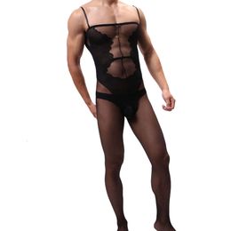 Homme S Body Hommes Bodystockings Vêtements De Nuit Sexy NOUVEAU Érotique Messieurs Ouvert Entrejambe Vêtements De Nuit Hombre Lenceria Mince Sous-Vêtements Noirs