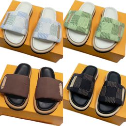 Sandalia de hombre famosa diseñadora mujer Waterfront Mule sandalias Mans piscina Zapatillas almohada comodidad Chanclas mulas Toque cierre Zapatillas Playa diapositiva con caja tamaño 35-46