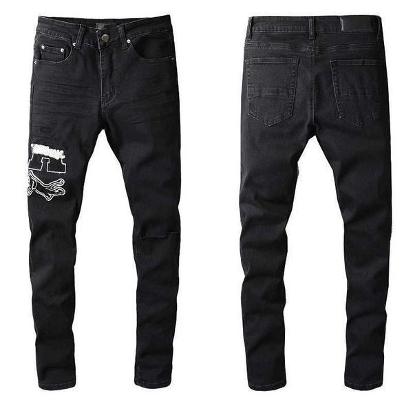 Homme Skinny Denim Jeans Designer Riped Jeans pour Hommes Distressed Rip Torn Biker Noir 20ss Moto Jogger Zipper Slim Fit Trou Droit