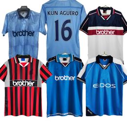 Hombre camisetas de fútbol 1989 1997 1998 1999 1994 Man City Retro Gallagher Haaland Man clásico DZEKO KUN AGUERO BALOTELLI NASRI SILVA Camiseta de fútbol