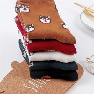 Coton en gros Compression homme printemps nouveau coréen chaussettes dessin animé chien mignon drôle dames chaussettes haute qualité Animal femme