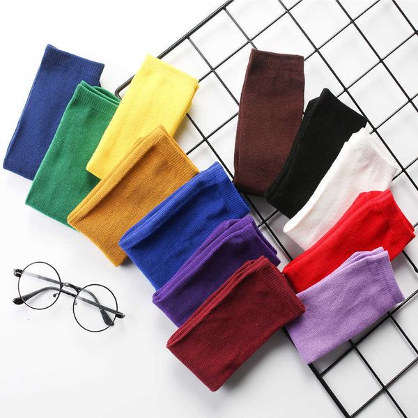 Calcetines Venta al por mayor Compresión Algodón Corea Estilo Harajuku Hombre Caramelo Mujeres Lindo Corto Tobillo Amarillo Azul Púrpura Verde Rojo Negro Para Niñas Regalo