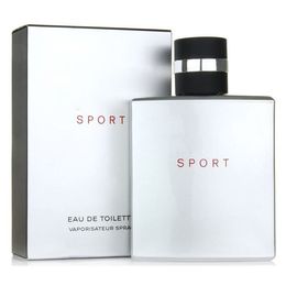 Man Sport Parfum Spray 100ml Eau de Toilette EDT Houtachtige Kruidige Noten Metaal Zilvergrijs Oppervlak Fles Keulen Goede Geur Langdurig En Snelle Levering