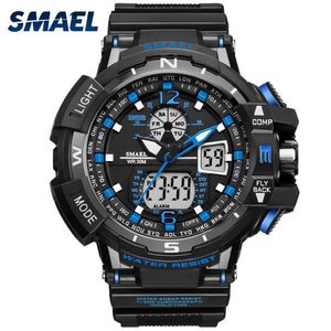 Montre de sport pour hommes, étanche, résistante aux chocs, marque SMAEL, montre-bracelet de luxe, S Shock 1376, horloge numérique LED, Go287q