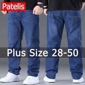 Homme de printemps Big Taille 50 tissu de jean haut de gamme Grand pantalon long pour 45150 kg Hombre Ligne large Pantalon Homme 240422