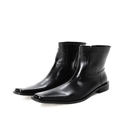 Homem dedo do pé quadrado preto bota moda masculina estilo britânico deby sapato preto masculino borracha designer bota