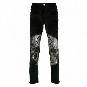 Man Stretchy Jeans Zwart Skinny Hot Drill Punk streetwear Bikerbroek Herenkleding All-match Slim Fit Denim Potlood Broek Y2k Z6Y3 #