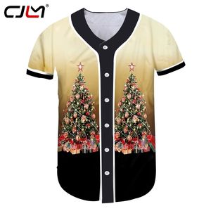 Homme Style personnalité couleur tendance 3D imprimé t-shirt arbre de noël grande taille hommes sport décontracté chemise de Baseball 220623