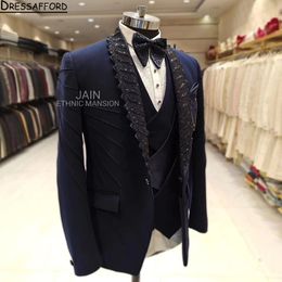 Costume d'homme combinaisons de style britannique pour hommes en cuir tissu motif d'imprimerie chanteuse de joueuse pour hommes (veste + pantalon + gilet)