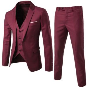 Traje de hombre, vestido de ocio Formal de negocios, chaleco ajustado, traje de boda de novio de tres piezas, conjunto de dos piezas S-6XL