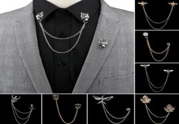 Traje de hombre, cuello de camisa, borla, cadena, broche de solapa, insignia de dragón, alfileres Retro, vestido de boda, fiesta, baile, accesorios para el cuello 7295736