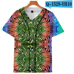 Man Zomer Baseball Jersey Knopen T-shirts 3D Gedrukt Streetwear Tees Shirts Hip Hop Kleding Goede Kwaliteit 013