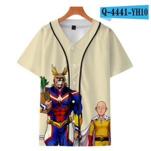 Homme été Baseball Jersey boutons T-shirts 3D imprimé Streetwear T-shirts chemises Hip Hop vêtements bonne qualité 079