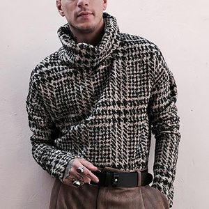 Man truien streetwear kleding turtleneck trui mannen L XL lange mouw gebreide truien herfst winter zachte warme basis