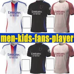 Nouveau 24 25 maillots de foot de pied de pied Lyonnais Caqueret Tolisso Jeffinho Ol Aouar Tagliafico Fans Joue-Player Football Shirts 2024 2025 Traore Sarr Man Lyon Kids Kits