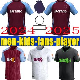 Nieuwe 24 25 Soccer Jerseys Kids Kit Home 2025 2024 Aston Villas voetbalshirt Training weg fans Versie Camisetas Futbol Mings McGinn Buendia Watkins Maillot Foot