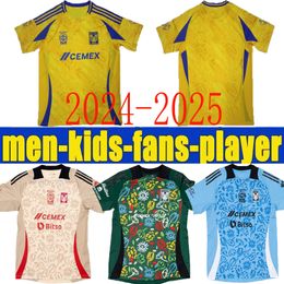 Fans de nouveaux joueurs Liga MX 2024 2025 Tigres Soccer Jerseys Green Gignac Aquino L.quinones N.ibanez Thauvin Cordova Lainez S.Cordova 24 25 Football Men and Kids Shirt 4xl