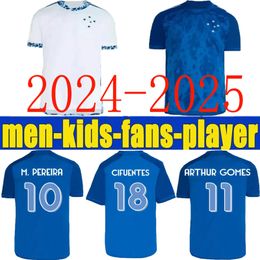 2024 2025 Cruzeiro ec voetbal jerseys Gilberto M.Vital Jussa Machado Wesley Bruno R Nikao 24 25 voetbalmannen en kinderen shirt cifuentes Arthur Gomes M.Pereira weg wit wit wit wit wit