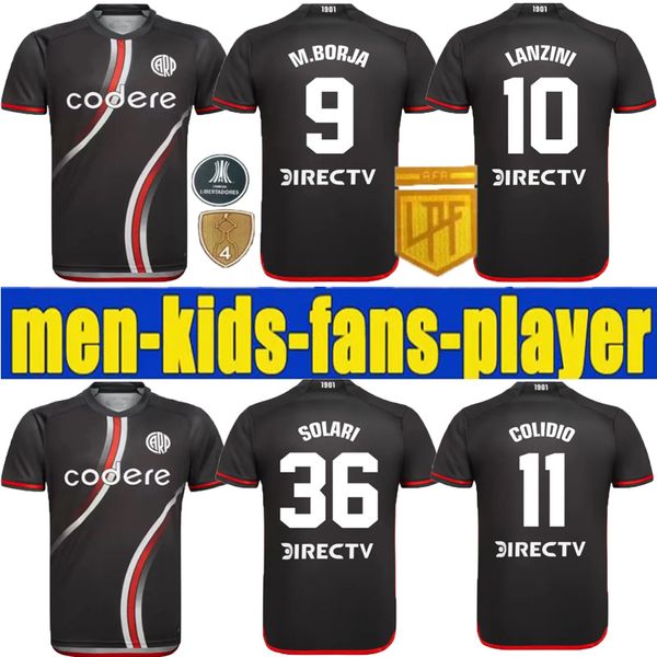 Nouveau maillot de football River Plate troisième noir 24 25 noir M BORJA LANZINI COLIDIO SOLARI 2024 2025 kit enfants adultes maillots de football fans version joueur