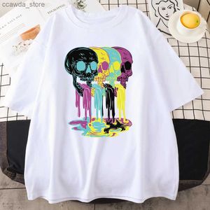 Man Tee Men's 4 Vomit de Skulls Impresión divertida Camisetas de algodón para hombres Personalidad Manga corta All-Math Casual Mans Tee Clothing Q23010