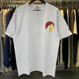 T-shirts masculins T-shirts T-shirt Sunset Rhude avec un motif de montagne enneigé pour hommes en liberté d'été