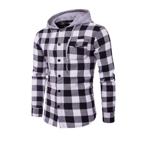 Homme Tops Chemises à carreaux Homme Porter Slim Full Sleeve Homme Chemises Casual Street Mens Pocket Porter Smart Chemises Casual Hoodie Tops LJ200925