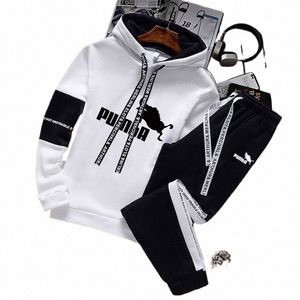 Man Trainingspak Winter Joggingpak Sportkleding Trui Losse Hoodies Sweatshirt + Broek Pak Lente Herfst Man Hoody i6X4 #