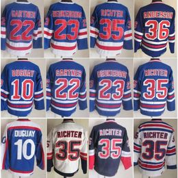 Homme Vintage Hockey 10 Ron Duguay Jerseys CCM 2 Mike Gartner 23 Jeff Beukeboom 36 Glenn Anderson 35 Mike Richter 18 Walt Tkaczuk Retro Classic 75e anniversaire 91-92