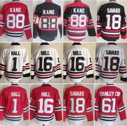 Man Vintage Hockey 16 Brett Hull Jersey CCM Classic 18 Denis Savard 61 Stanley Cup 88 Patrick Kane 1 Glenn Hall 35 Tony Esposito Retro Borduursel Retire Sport Team