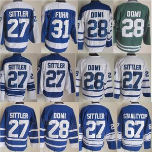 Homme Vintage Hockey 28 Tie Domi Jersey Retire 31 Grant Fuhr 67 Stanleycup 27 Darryl Sittler 75e anniversaire Couture rétro classique CCM respirant pour les fans de sport