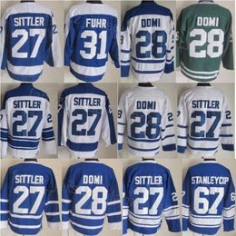 Homme Vintage Hockey 28 Tie Domi Jerseys Retraite 31 Grant Fuhr 67 Stanleycup 27 Darryl Sittler 75e anniversaire Couture Rétro Classique CCM Respirant pour les fans de sport