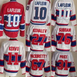 Hombre Vintage Hockey 31 Carey Price Jersey Retro Classic 67 Max Pacioretty 76 PK Subban 10 Guy Lafleur 11 Brendan Gallagher 27 Alex Kovalev 18 Serge Savard Rojo Blanco CCM